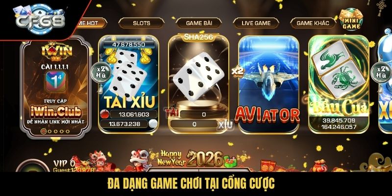 Đa dạng game chơi tại cổng cược
